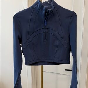 Women's lululemon Blue Long-Sleeve Cropped Zip-Front Top